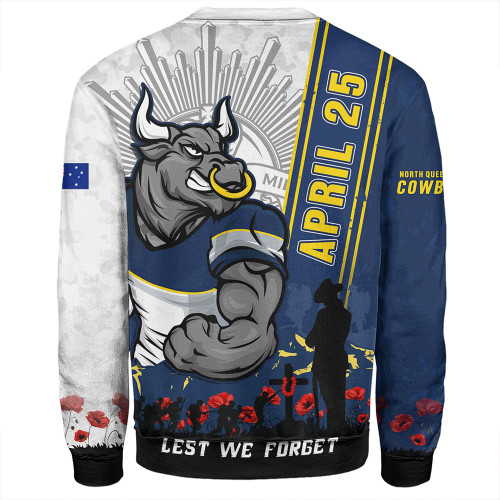 North Queensland Cowboys Sweatshirt Anzac Day Lest We Forget Strong Fighting Spirit North Queensland Cowboys Sweatshirt Anzac Day Lest We Forget Strong Fighting Spirit