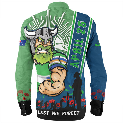 Canberra Raiders Long Sleeve Shirt Anzac Day Lest We Forget Strong Fighting Spirit Canberra Raiders Long Sleeve Shirt Anzac Day Lest We Forget Strong Fighting Spirit