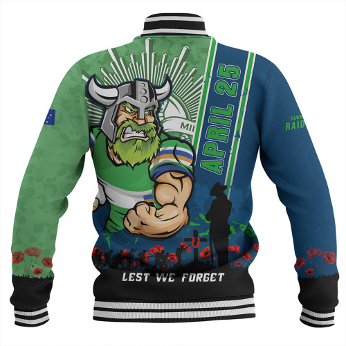 Canberra Raiders Baseball Jacket Anzac Day Lest We Forget Strong Fighting Spirit Canberra Raiders Baseball Jacket Anzac Day Lest We Forget Strong Fighting Spirit