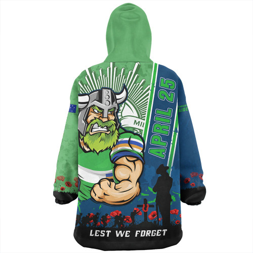 Canberra Raiders Snug Hoodie Anzac Day Lest We Forget Strong Fighting Spirit