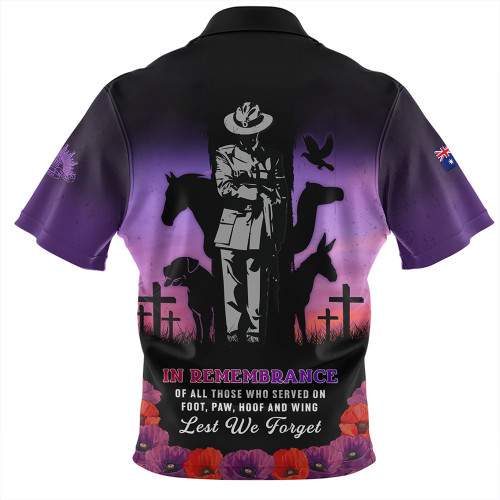 Australia Hawaiian Shirt Anzac Day Lest We Forget War Animals Purple Poppy Australia Hawaiian Shirt Anzac Day Lest We Forget War Animals Purple Poppy