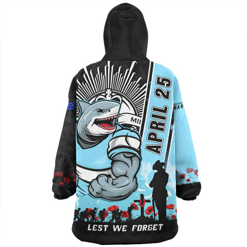 Cronulla-Sutherland Sharks Snug Hoodie Anzac Day Lest We Forget Strong Fighting Spirit