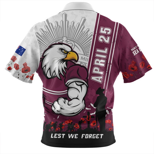 Manly Warringah Sea Eagles Hawaiian Shirt Anzac Day Lest We Forget Strong Fighting Spirit