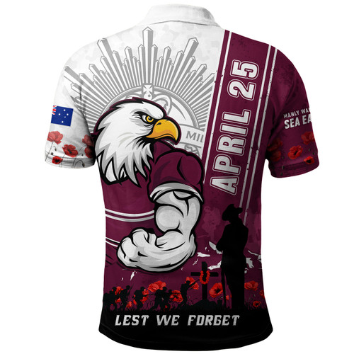 Manly Warringah Sea Eagles Polo Shirt Anzac Day Lest We Forget Strong Fighting Spirit Manly Warringah Sea Eagles Polo Shirt Anzac Day Lest We Forget Strong Fighting Spirit