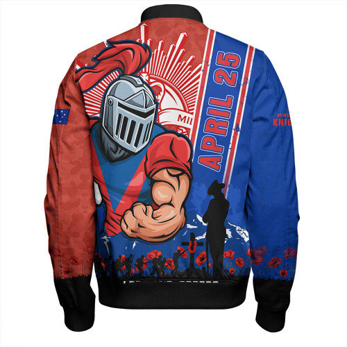 Newcastle Knights Bomber Jacket Anzac Day Lest We Forget Strong Fighting Spirit Newcastle Knights Bomber Jacket Anzac Day Lest We Forget Strong Fighting Spirit