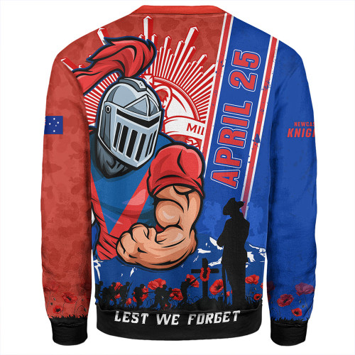 Newcastle Knights Sweatshirt Anzac Day Lest We Forget Strong Fighting Spirit Newcastle Knights Sweatshirt Anzac Day Lest We Forget Strong Fighting Spirit
