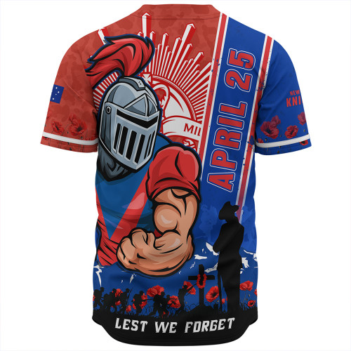 Newcastle Knights Baseball Shirt Anzac Day Lest We Forget Strong Fighting Spirit Newcastle Knights Baseball Shirt Anzac Day Lest We Forget Strong Fighting Spirit