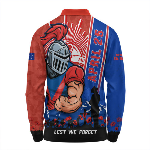 Newcastle Knights Long Sleeve Polo Shirt Anzac Day Lest We Forget Strong Fighting Spirit Newcastle Knights Long Sleeve Polo Shirt Anzac Day Lest We Forget Strong Fighting Spirit