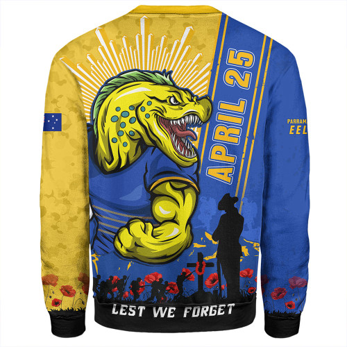 Parramatta Eels Sweatshirt Anzac Day Lest We Forget Strong Fighting Spirit Parramatta Eels Sweatshirt Anzac Day Lest We Forget Strong Fighting Spirit