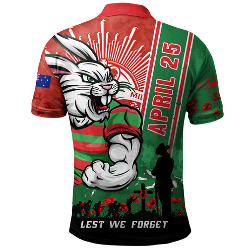 South Sydney Rabbitohs Polo Shirt Anzac Day Lest We Forget Strong Fighting Spirit South Sydney Rabbitohs Polo Shirt Anzac Day Lest We Forget Strong Fighting Spirit