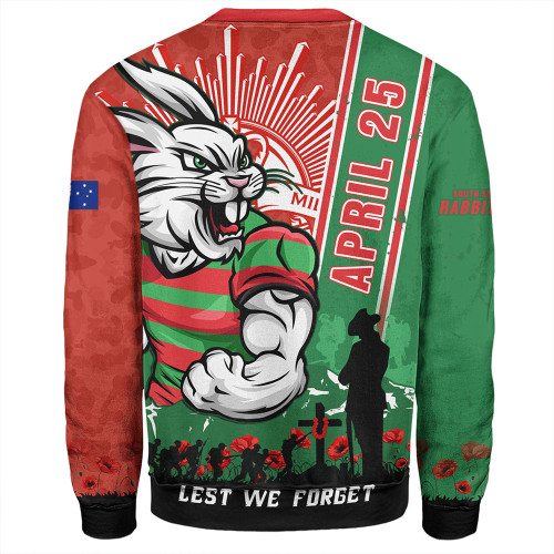 South Sydney Rabbitohs Sweatshirt Anzac Day Lest We Forget Strong Fighting Spirit South Sydney Rabbitohs Sweatshirt Anzac Day Lest We Forget Strong Fighting Spirit