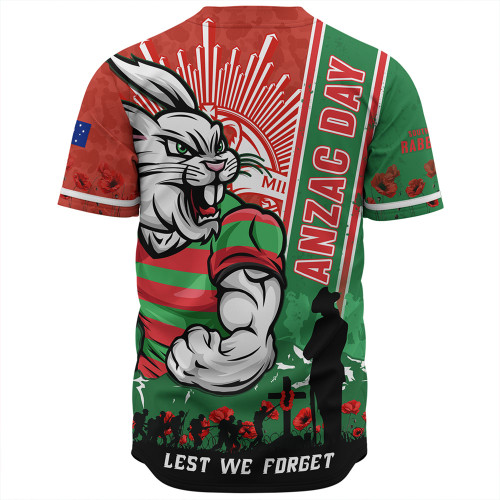 South Sydney Rabbitohs Baseball Shirt Anzac Day Lest We Forget Strong Fighting Spirit South Sydney Rabbitohs Baseball Shirt Anzac Day Lest We Forget Strong Fighting Spirit