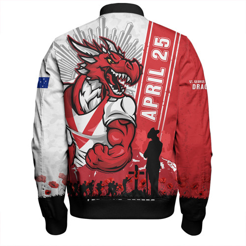 St. George Illawarra Dragons Bomber Jacket Anzac Day Lest We Forget Strong Fighting Spirit St. George Illawarra Dragons Bomber Jacket Anzac Day Lest We Forget Strong Fighting Spirit