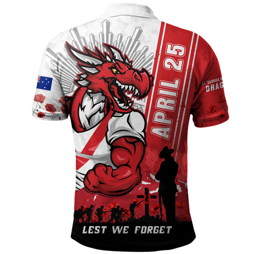 St. George Illawarra Dragons Polo Shirt Anzac Day Lest We Forget Strong Fighting Spirit St. George Illawarra Dragons Polo Shirt Anzac Day Lest We Forget Strong Fighting Spirit