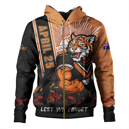 Wests Tigers Hoodie Anzac Day Lest We Forget Strong Fighting Spirit Wests Tigers Hoodie Anzac Day Lest We Forget Strong Fighting Spirit