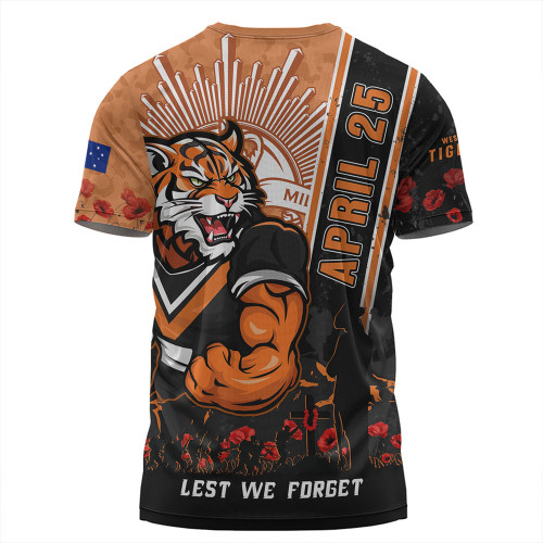 Wests Tigers T-Shirt Anzac Day Lest We Forget Strong Fighting Spirit Wests Tigers T-Shirt Anzac Day Lest We Forget Strong Fighting Spirit