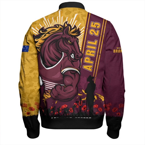 Brisbane Broncos Bomber Jacket Anzac Day Lest We Forget Strong Fighting Spirit Brisbane Broncos Bomber Jacket Anzac Day Lest We Forget Strong Fighting Spirit