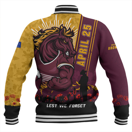 Brisbane Broncos Baseball Jacket Anzac Day Lest We Forget Strong Fighting Spirit Brisbane Broncos Baseball Jacket Anzac Day Lest We Forget Strong Fighting Spirit