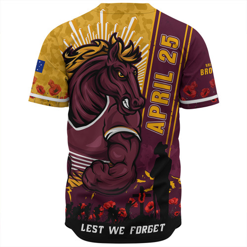 Brisbane Broncos Baseball Shirt Anzac Day Lest We Forget Strong Fighting Spirit Brisbane Broncos Baseball Shirt Anzac Day Lest We Forget Strong Fighting Spirit