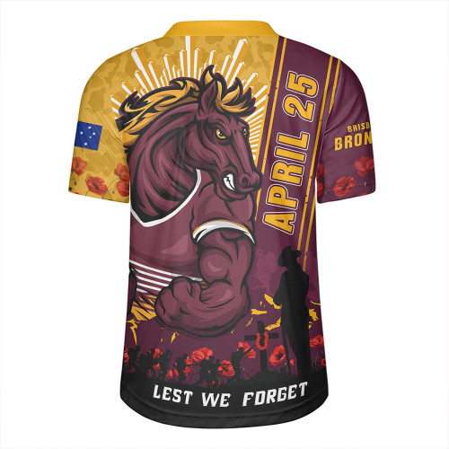 Brisbane Broncos Rugby Jersey Anzac Day Lest We Forget Strong Fighting Spirit