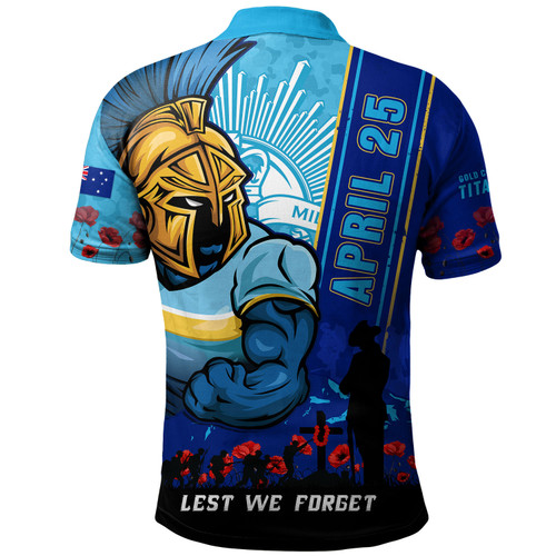 Gold Coast Titans Polo Shirt Anzac Day Lest We Forget Strong Fighting Spirit Gold Coast Titans Polo Shirt Anzac Day Lest We Forget Strong Fighting Spirit