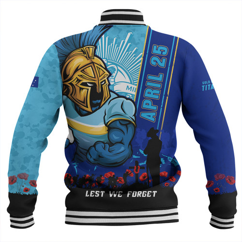Gold Coast Titans Baseball Jacket Anzac Day Lest We Forget Strong Fighting Spirit Gold Coast Titans Baseball Jacket Anzac Day Lest We Forget Strong Fighting Spirit