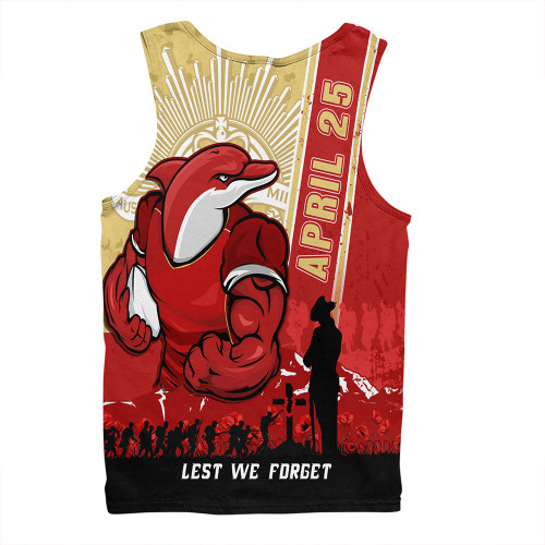 Redcliffe Dolphins Men Singlet Anzac Day Lest We Forget Strong Fighting Spirit