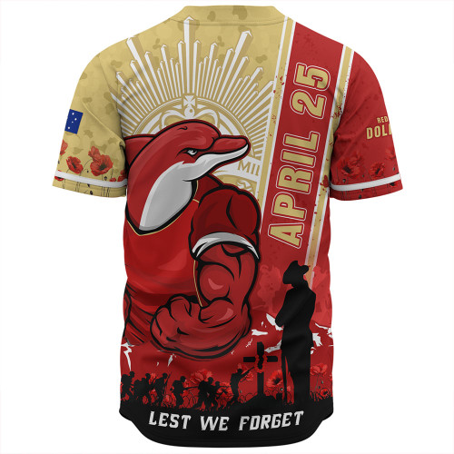 Redcliffe Dolphins Baseball Shirt Anzac Day Lest We Forget Strong Fighting Spirit Redcliffe Dolphins Baseball Shirt Anzac Day Lest We Forget Strong Fighting Spirit