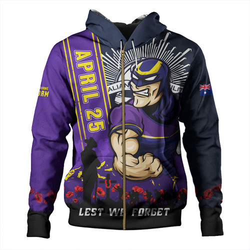 Melbourne Storm Hoodie Anzac Day Lest We Forget Strong Fighting Spirit Melbourne Storm Hoodie Anzac Day Lest We Forget Strong Fighting Spirit