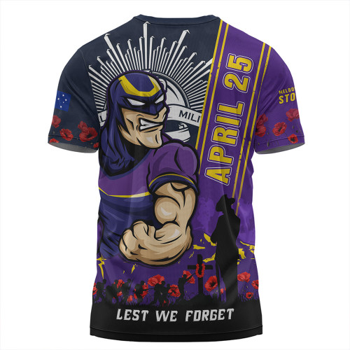 Melbourne Storm T-Shirt Anzac Day Lest We Forget Strong Fighting Spirit Melbourne Storm T-Shirt Anzac Day Lest We Forget Strong Fighting Spirit