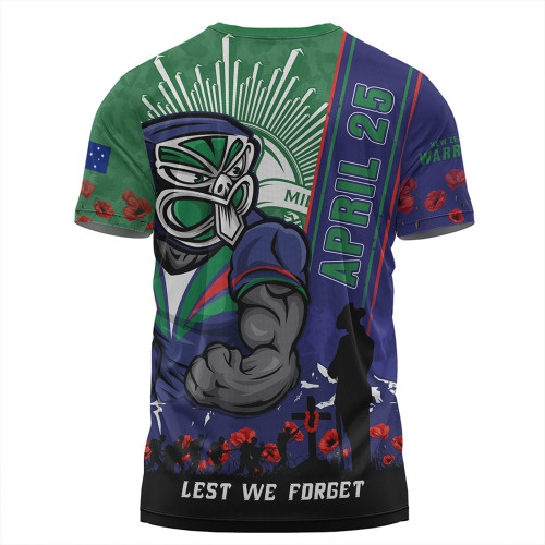 New Zealand Warriors T-Shirt Anzac Day Lest We Forget Strong Fighting Spirit New Zealand Warriors T-Shirt Anzac Day Lest We Forget Strong Fighting Spirit
