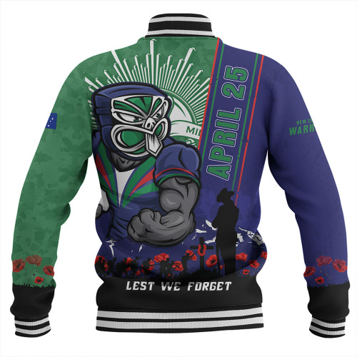 New Zealand Warriors Baseball Jacket Anzac Day Lest We Forget Strong Fighting Spirit New Zealand Warriors Baseball Jacket Anzac Day Lest We Forget Strong Fighting Spirit