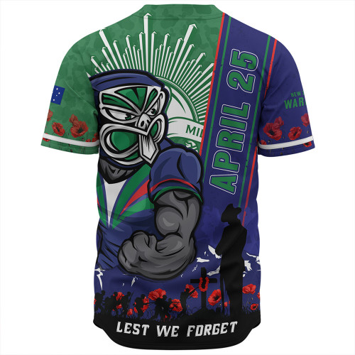 New Zealand Warriors Baseball Shirt Anzac Day Lest We Forget Strong Fighting Spirit New Zealand Warriors Baseball Shirt Anzac Day Lest We Forget Strong Fighting Spirit