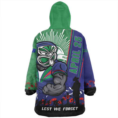 New Zealand Warriors Snug Hoodie Anzac Day Lest We Forget Strong Fighting Spirit