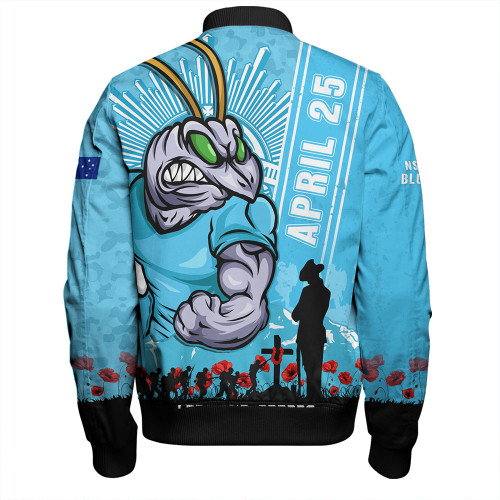 New South Wales Blues Bomber Jacket Anzac Day Lest We Forget Strong Fighting Spirit New South Wales Blues Bomber Jacket Anzac Day Lest We Forget Strong Fighting Spirit