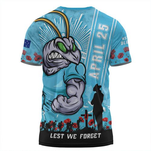 New South Wales Blues T-Shirt Anzac Day Lest We Forget Strong Fighting Spirit New South Wales Blues T-Shirt Anzac Day Lest We Forget Strong Fighting Spirit