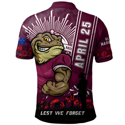 Queensland Maroons Polo Shirt Anzac Day Lest We Forget Strong Fighting Spirit Queensland Maroons Polo Shirt Anzac Day Lest We Forget Strong Fighting Spirit