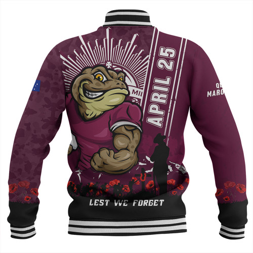 Queensland Maroons Baseball Jacket Anzac Day Lest We Forget Strong Fighting Spirit Queensland Maroons Baseball Jacket Anzac Day Lest We Forget Strong Fighting Spirit