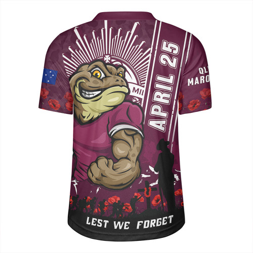 Queensland Maroons Rugby Jersey Anzac Day Lest We Forget Strong Fighting Spirit