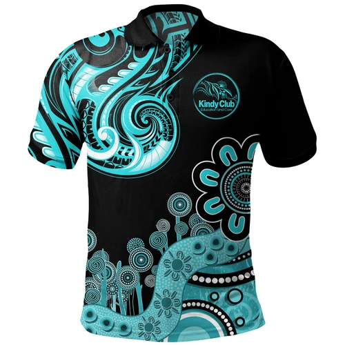 Australia Polo Shirt Custom Kindy Club Maori Pattern Aboriginal Indigenous Dot Painting Teal