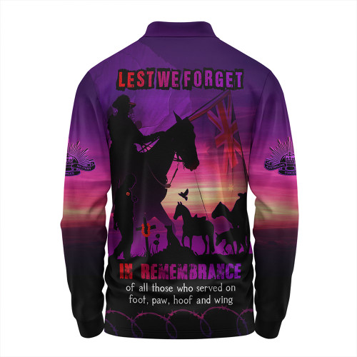 Australia Long Sleeve Polo Shirt Anzac Day In Honour Of All Who Served