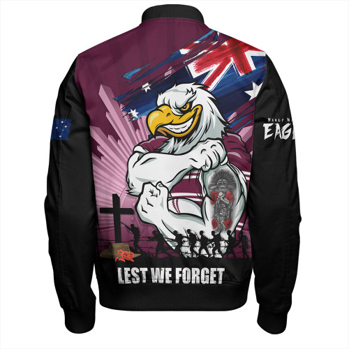 Manly Warringah Sea Eagles Bomber Jacket Fearless ANZAC Defender Manly Warringah Sea Eagles Bomber Jacket Fearless ANZAC Defender