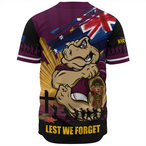 Queensland Maroons Baseball Shirt Fearless ANZAC Defender Queensland Maroons Baseball Shirt Fearless ANZAC Defender
