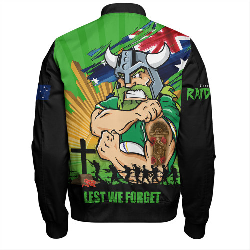 Canberra Raiders Bomber Jacket Fearless ANZAC Defender Canberra Raiders Bomber Jacket Fearless ANZAC Defender