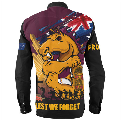 Brisbane Broncos Long Sleeve Shirt Fearless ANZAC Defender Brisbane Broncos Long Sleeve Shirt Fearless ANZAC Defender