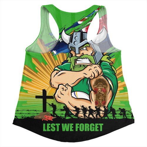 Canberra Raiders Women Racerback Singlet Fearless ANZAC Defender Canberra Raiders Women Racerback Singlet Fearless ANZAC Defender