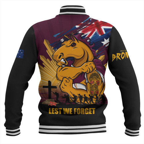 Brisbane Broncos Baseball Jacket Fearless ANZAC Defender Brisbane Broncos Baseball Jacket Fearless ANZAC Defender