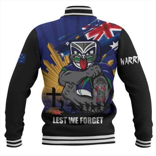 New Zealand Warriors Baseball Jacket Fearless ANZAC Defender New Zealand Warriors Baseball Jacket Fearless ANZAC Defender