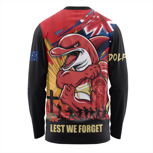 Redcliffe Dolphins Long Sleeve T-shirt Fearless ANZAC Defender Redcliffe Dolphins Long Sleeve T-shirt Fearless ANZAC Defender