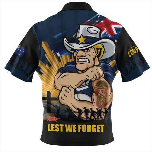 North Queensland Cowboys Zip Polo Shirt Fearless ANZAC Defender North Queensland Cowboys Zip Polo Shirt Fearless ANZAC Defender